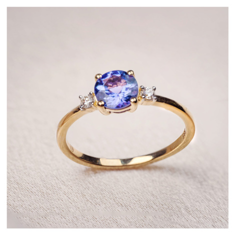 Tanzanitový prsten s diamanty ze 14kt zlata Planet Shop