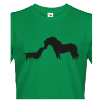 Pánské tričko s potiskem koně a psa - skvělý dárek pro milovníky zvířat