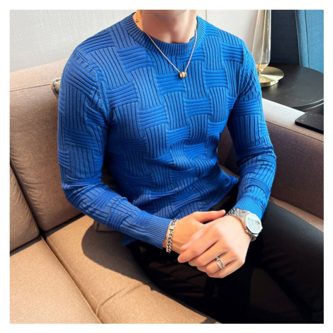 Texturovaný pánský svetr slim s dlouhým rukávem JFC FASHION
