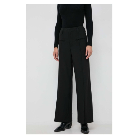 Vlněné kalhoty Miss Sixty černá barva, jednoduché, high waist