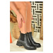 Fox Shoes Black Genuine Leather Women's Boots