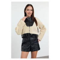 Trendyol Leather Garni Detailed Plush Knitted Sweatshirt