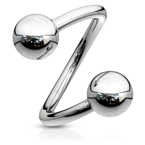 Ocelový piercing do obočí - spirála stříbrné barvy s kuličkou, 1,6 mm - Rozměr: 12,7 mm x 5 mm Šperky eshop