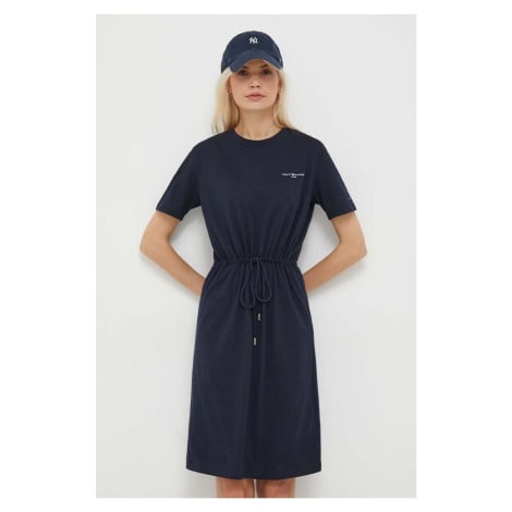 Bavlněné šaty Tommy Hilfiger tmavomodrá barva, mini, WW0WW40734