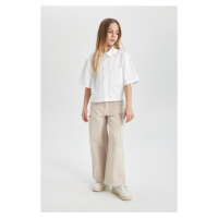 DEFACTO Girl's Wide Leg Cargo Wide Leg Jean Trousers