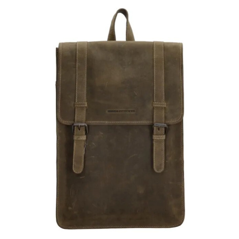 Hide & Stitches Zelený městský kožený batoh „Metropolitan“ 9L