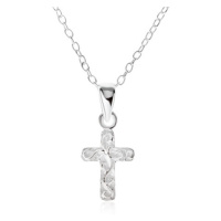 Stříbrný 925 náhrdelník - řetízek, gravírovaný kříž, zvlněné linie