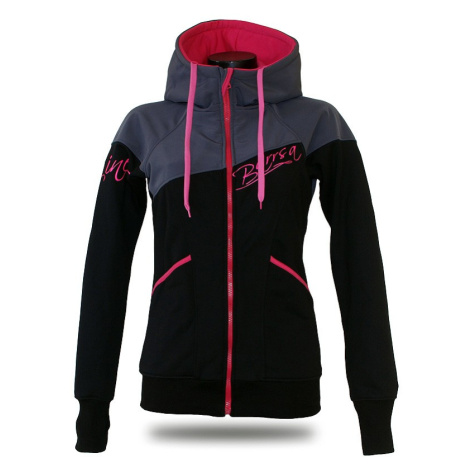 Dámská softshell bundomikina s kapucí na zip Barrsa Groovy Soft Script Black/Grey/Pink