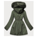 Teplá dámská oboustranná zimní bunda v khaki barvě (W610BIG)