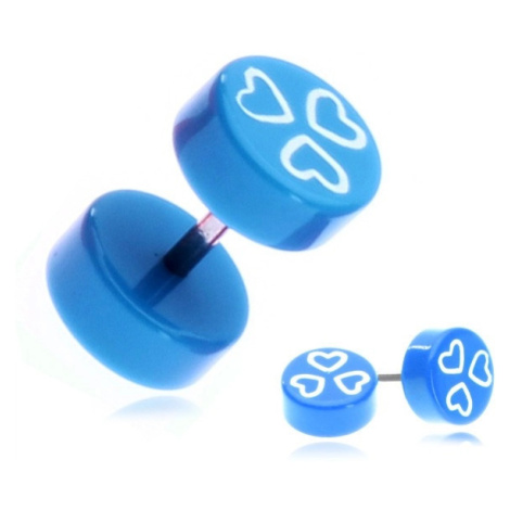 Fake piercing do ucha z akrylu - modrá kolečka a srdíčka Šperky eshop