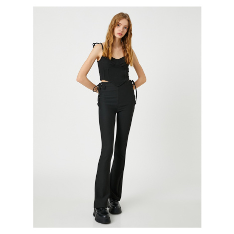 Koton Flared Leg Leggings Trousers with Side Tie Detail