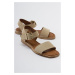 LuviShoes 713 Women's Genuine Leather Beige Suede Sandals