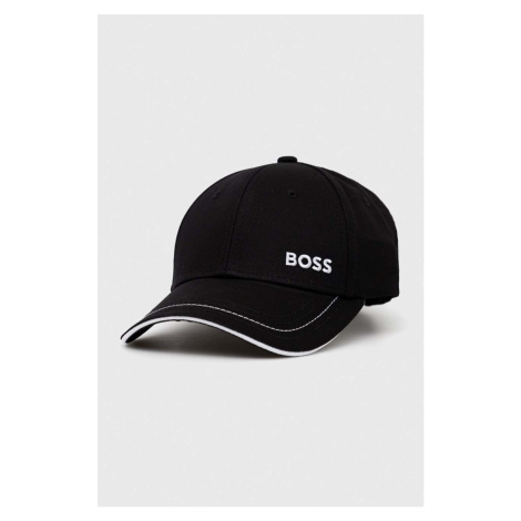 Bavlněná baseballová čepice BOSS BOSS GREEN černá barva Hugo Boss