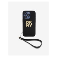 PU Leather Stack Logo Wrist Strap Zadní Kryt pro iPhone 14 Pro Max Black DKNY