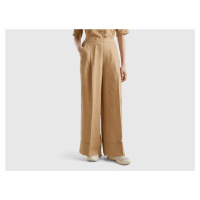 Benetton, Palazzo Trousers In 100% Linen