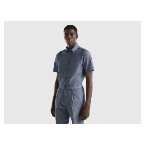 Benetton, Short Sleeve Chambray Shirt United Colors of Benetton