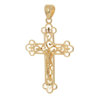 Přívěšek ze žlutého zlata kříž s Ježíšem ZZ1025F + dárek zdarma