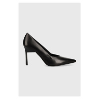 Kožené lodičky Calvin Klein GEO STILETTO PUMP 90 černá barva, HW0HW01769