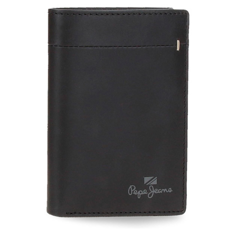 Pepe Jeans MARRÓN vertikální kožená peněženka - černá