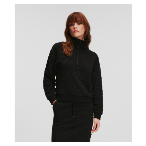 Mikina karl lagerfeld athleisure quilted zip up černá