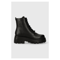 Kožené kotníkové boty Karl Lagerfeld KOMBAT KC dámské, černá barva, na platformě, KL45350