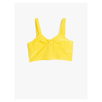 Koton Crop Top Strap Textured Front Tied Glossy