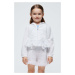 Dětská bavlněná mikina Mayoral bílá barva, s kapucí, hladká