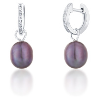 JwL Luxury Pearls Stříbrné kruhové náušnice á la vévodkyně Kate s pravou perlou a zirkony 3v1 JL