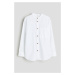 H & M - Košile z lněné směsi's korejským límečkem - bílá