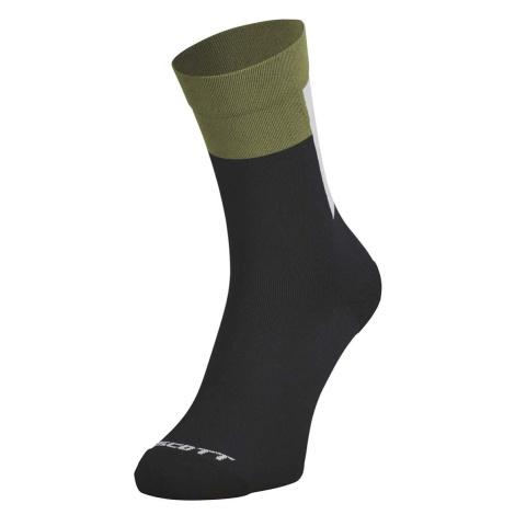 SCOTT Cyklistické ponožky klasické - BLOCK STRIPE CREW - zelená/černá