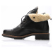 Černé kožené boty s kožíškem Online Shoes