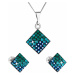 Sada šperků s krystaly Swarovski náušnice, řetízek a přívěsek zelený kosočtverec 39126.3 magic g