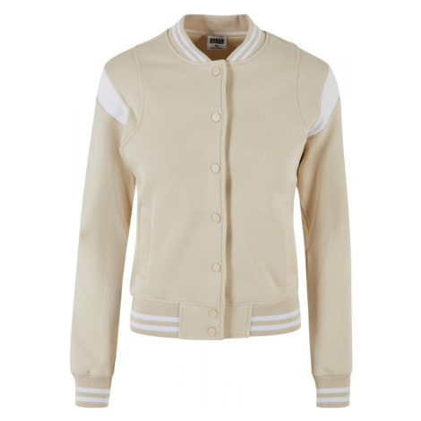 Ladies Inset College Sweat Jacket - softseagrass/white Urban Classics