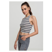 Dámské tričko Rib Stripe Cropped Top tmavě/bílá/šedá