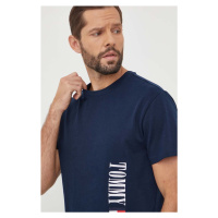 Bavlněné tričko Tommy Jeans tmavomodrá barva, s aplikací, DM0DM18295
