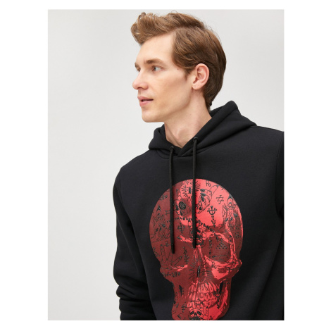 Koton Skull Printed Long Sleeve Hooded Sweatshirt