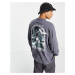ASOS DESIGN oversized long sleeve t-shirt in grey with wolf back print