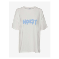 Bílé volné tričko s nápisem Noisy May Mida - Dámské