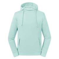 Niebieska bluza unisex Pure Organic High Collar Hooded Sweat Russell