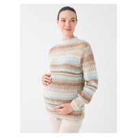 LC Waikiki Half Turtleneck Striped Long Sleeve Maternity Knitwear Sweater