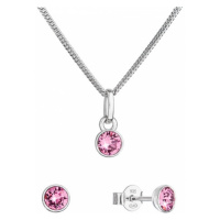 Sada šperků s krystaly Swarovski náušnice, řetízek a přívěsek růžové 39177.3 rose