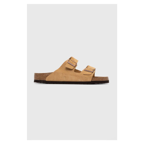 Semišové pantofle Birkenstock pánské, béžová barva