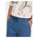 Men's linen blend short shorts - blue denim V5 OM-SRCS-0131