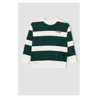 DEFACTO Boy's Oversize Fit Crew Neck Striped Sweatshirt