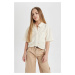 DEFACTO Girl Cotton Long Sleeve Crop Shirt