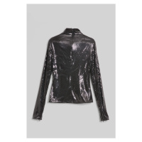 Top karl lagerfeld sequin zip sleeve top černá