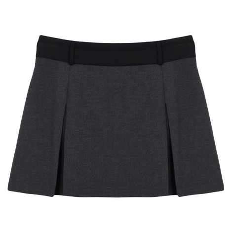 Trendyol Anthracite Mini Double Pleated Woven Shorts Skirt