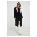 Vlněný kabát Karl Lagerfeld černá barva, přechodný