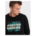 Men's printed sweatshirt worn over the head - black V3 OM-SSPS-0156