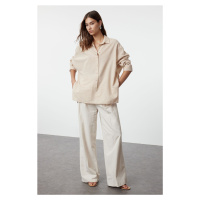 Trendyol Beige Linen Look Woven Shirt